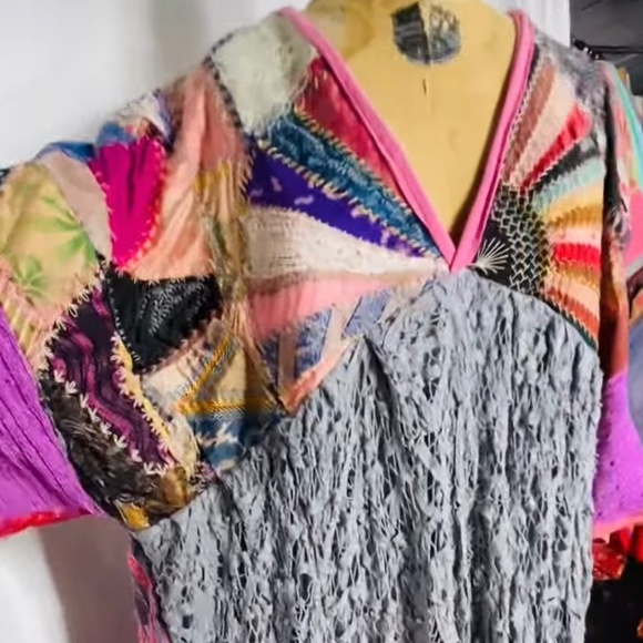 Painted Oyster Upcycled One Of A Kind Dress (One Size) - Picture 5 of 11